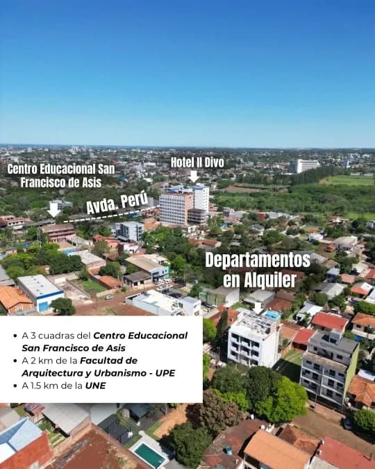 Apartamento de 1 dormitório para alugar em Ciudad del Este